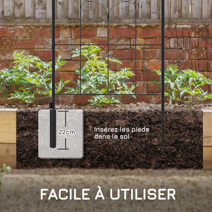 Set of 4 Garden Trellis, Plant Support Frame in Steel, 50 x 180 cm, Black