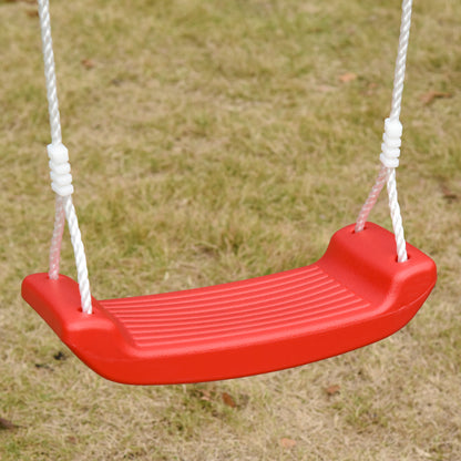 Double Swing Set for Kids Ages 3+ with Metal Stand Children's Swing Playset Adjustable Rope Outdoors Max Load 40kg 239x156x180 cm Green Red