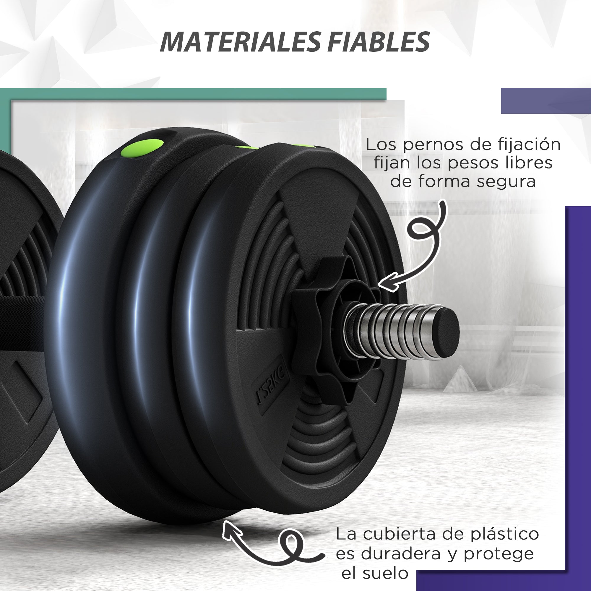 SPORTNOW 20kg Dumbbell Kit 2-in-1 Weight Set with Barbell Anti-Slip Handle Adjustable Dumbbells for Strength Training at Home Office Gym Black and Green