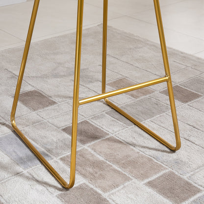 Set of 2 High Kitchen Stools with Fabric Seat Bar Stools Acapulco Chairs with Backrest and Footrest for Dining 52.5x47x97 cm Gold