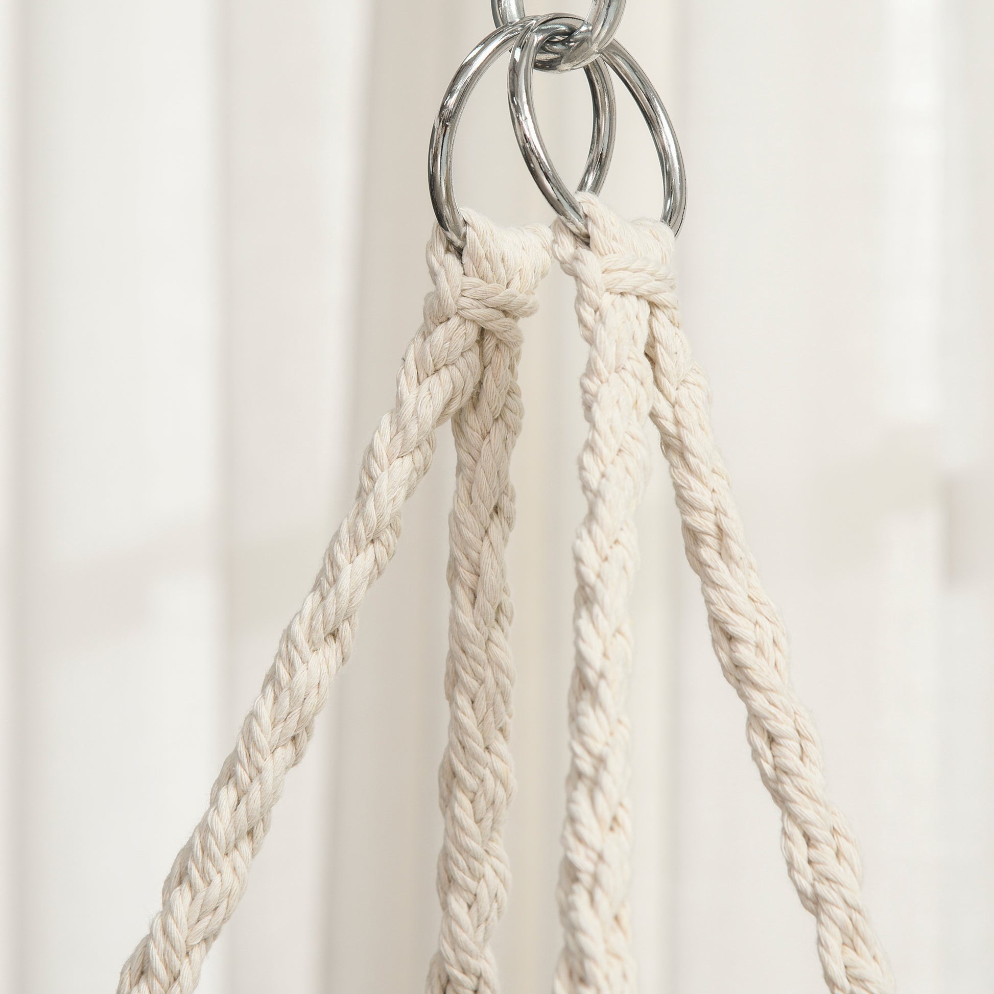 Boho Chic Style Garden Hammock, Polyester and Macramé Hanging Chair for Indoor and Outdoor Use, Cream, 80x60x36cm