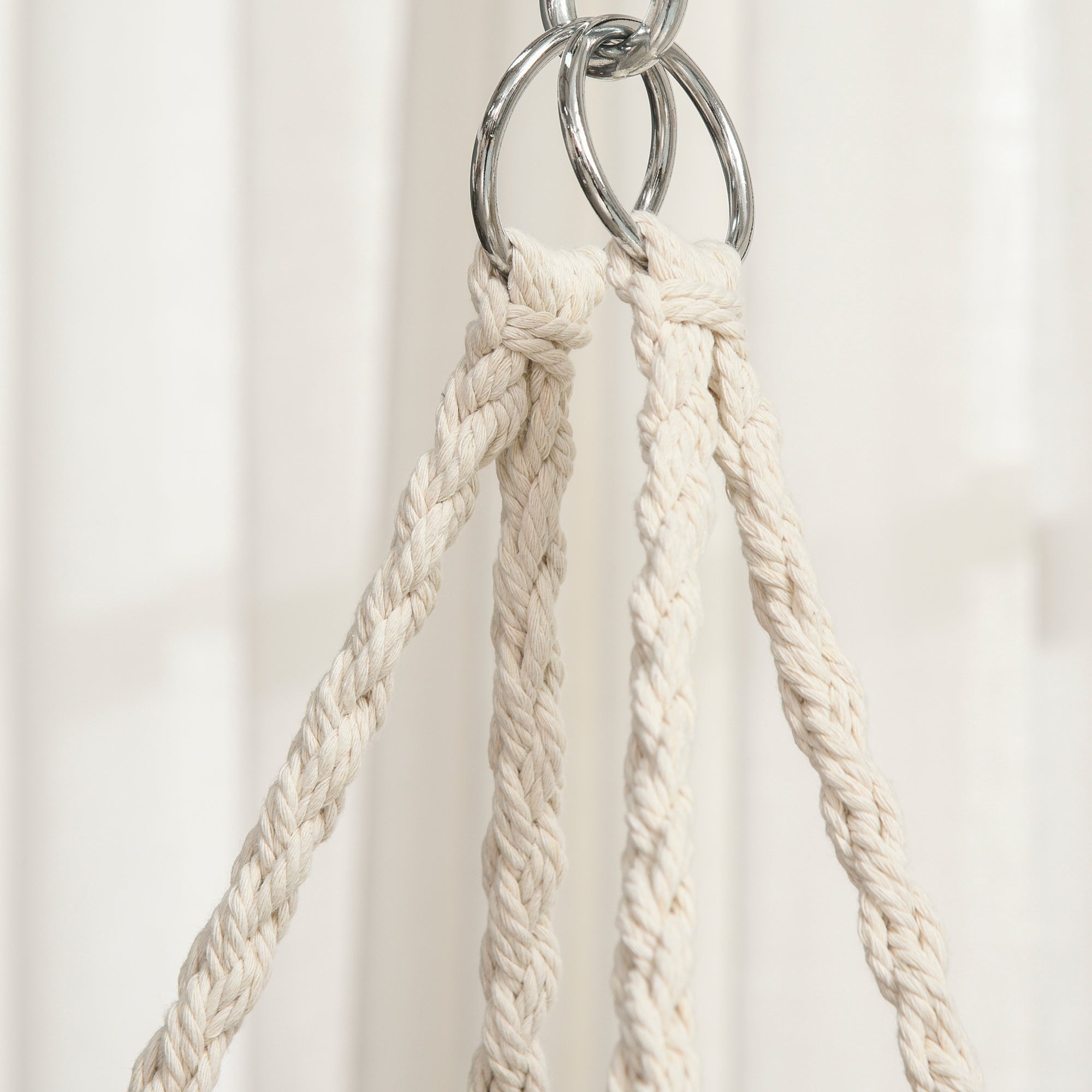 Boho Chic Style Garden Hammock, Polyester and Macramé Hanging Chair for Indoor and Outdoor Use, Cream, 80x60x36cm