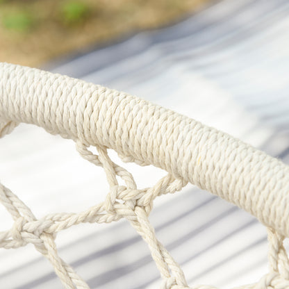 Boho Chic Style Garden Hammock, Polyester and Macramé Hanging Chair for Indoor and Outdoor Use, Cream, 80x60x36cm