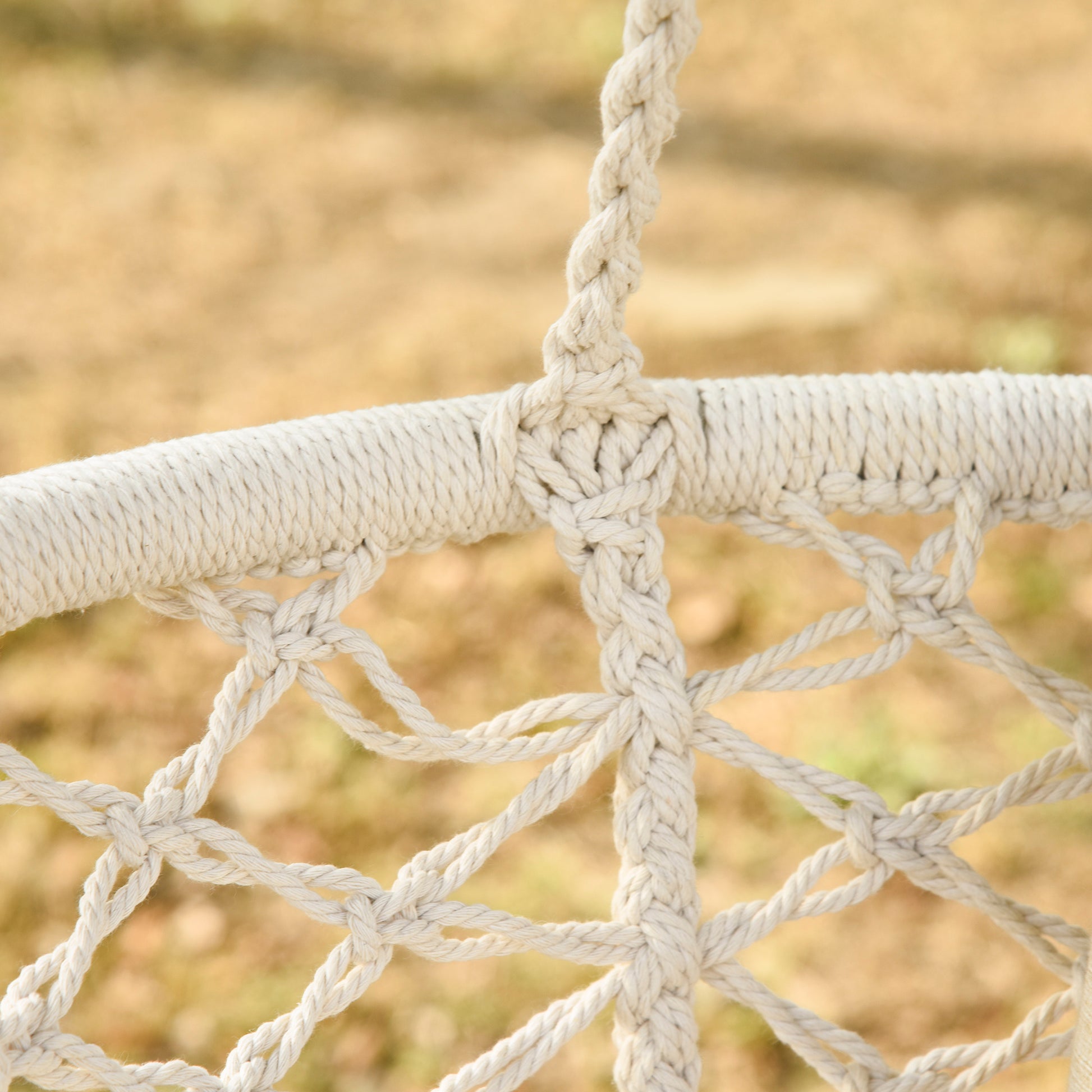 Boho Chic Style Garden Hammock, Polyester and Macramé Hanging Chair for Indoor and Outdoor Use, Cream, 80x60x36cm