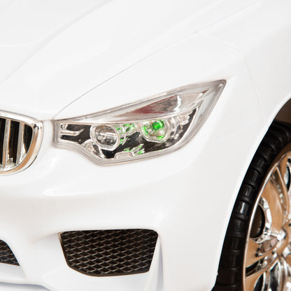 Ride-On Car for Children 18-36 Months Toddler Ride-On with Headlights Music Horn Steering Wheel Storage Space and Push Handle 63.5x28x36 cm White