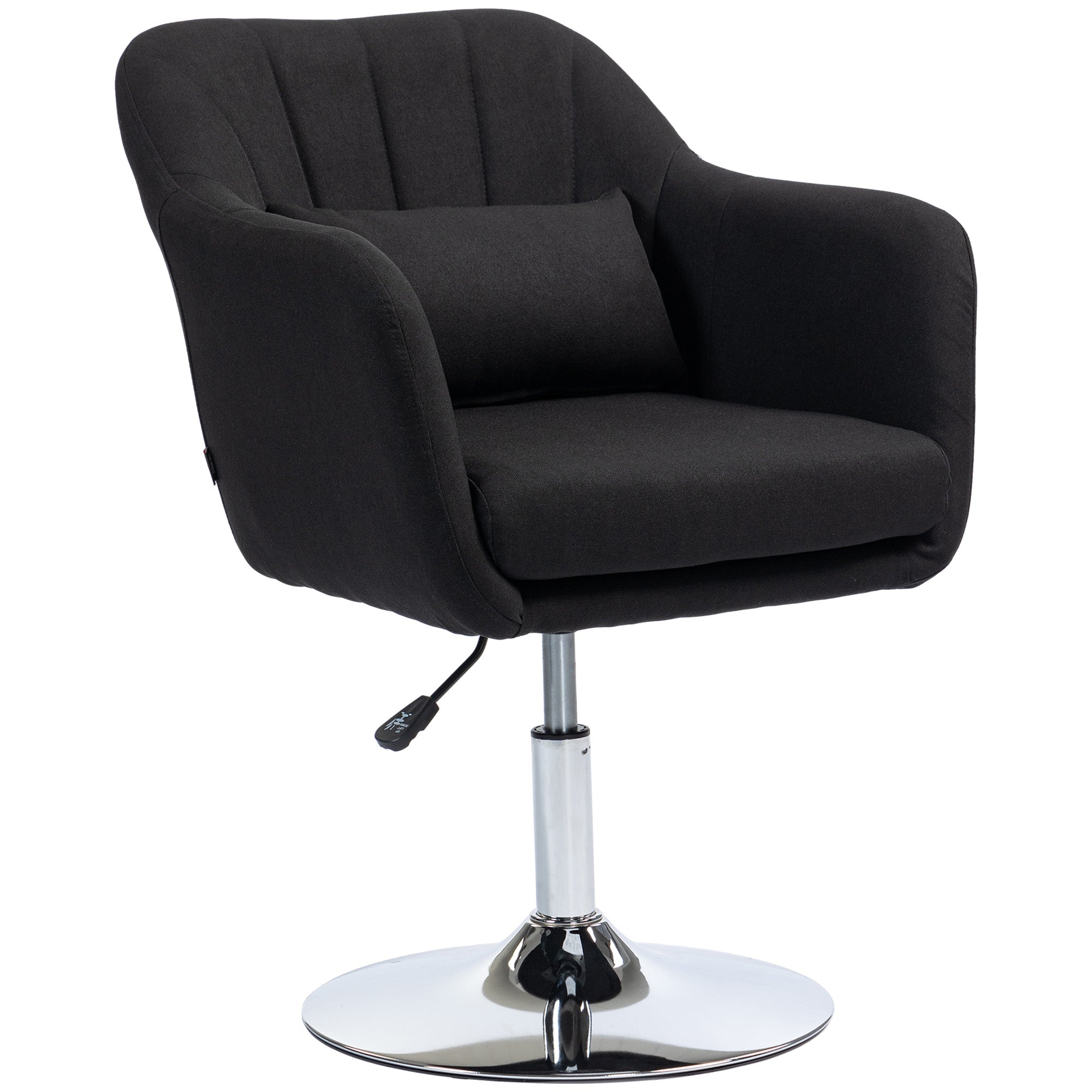 Chair Lounge Chair with Armrest, Lumbar Pillow, Padded Recliner with Metal Frame, Linen Look, Height Adjustable Swivel Chair for Bedroom, Living Room, Black
