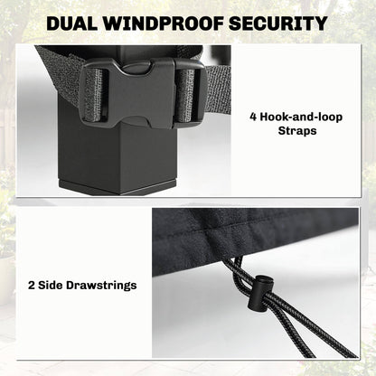 Patio Furniture Cover — Winterproof, Waterproof, Anti-UV, 420D Oxford, Windproof, Square 125 x 125 x 74 cm (Black)