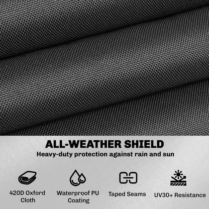 Patio Furniture Cover — Winterproof, Waterproof, Anti-UV, 420D Oxford, Windproof, Square 125 x 125 x 74 cm (Black)