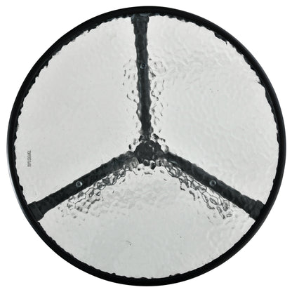 Round Garden Table Outdoor Coffee Table with Decorative Glass Top and Metal Frame for Patio Terrace Balcony Ø50x55 cm Black