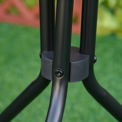 Round Garden Table Outdoor Coffee Table with Decorative Glass Top and Metal Frame for Patio Terrace Balcony Ø50x55 cm Black