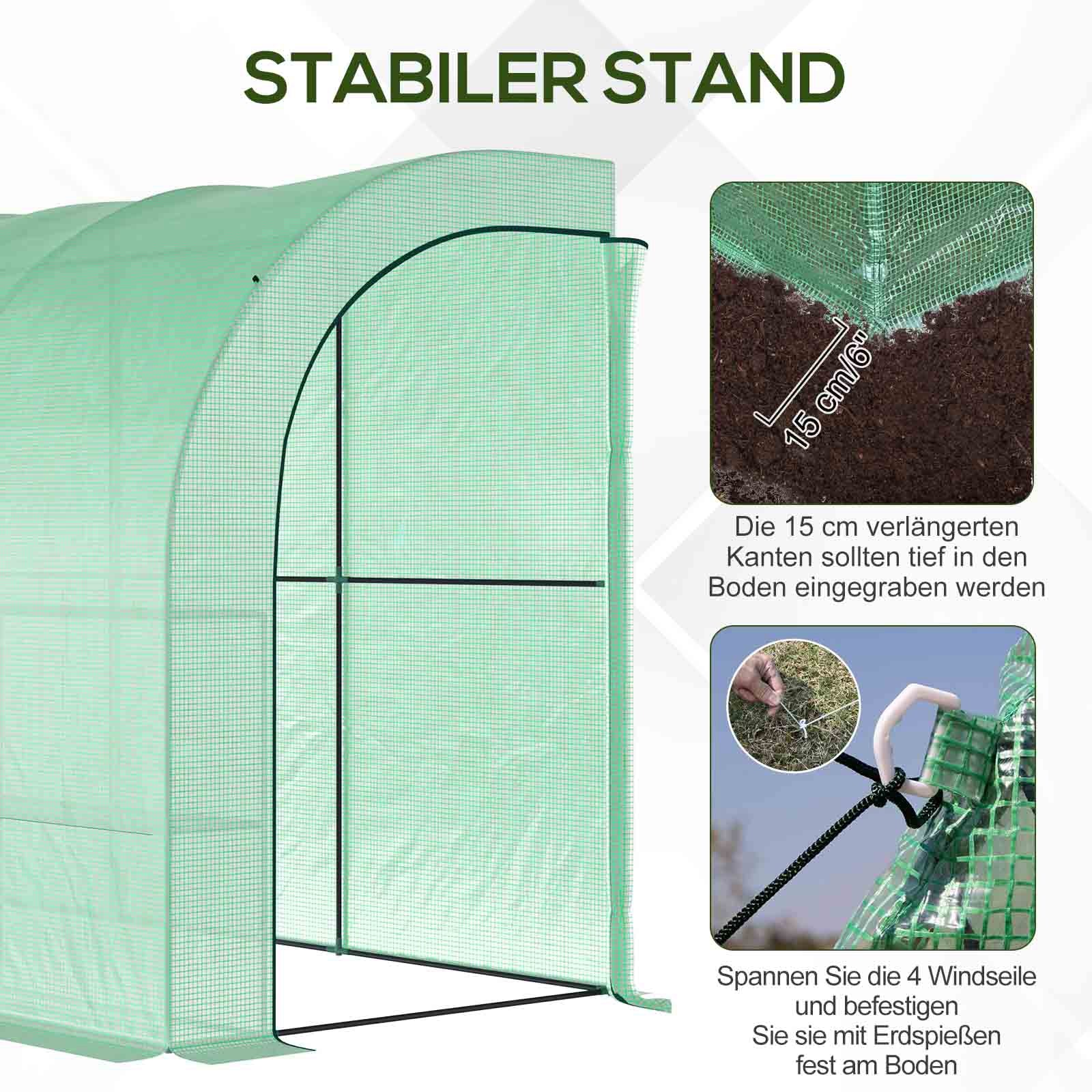 Greenhouse with Shelves Window, Winterproof Steel Poly Film Greenhouse, Wall-Mounted Greenhouse for Balcony, Garden, Tomato House 300x150x213cm Tomato Greenhouse for Vegetables Flowers Plants Green