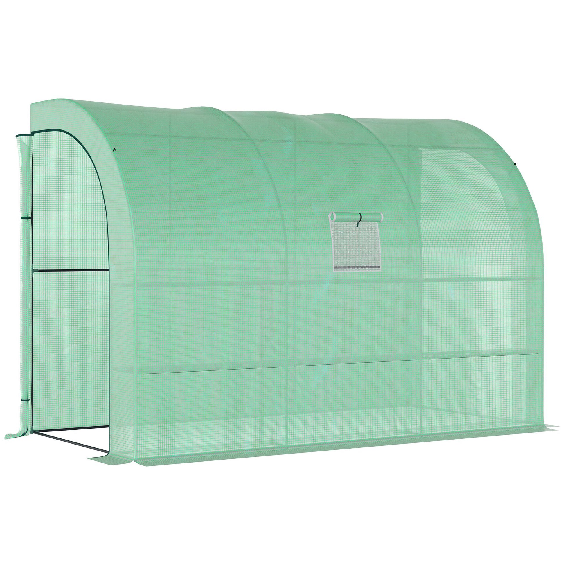 Greenhouse with Shelves Window, Winterproof Steel Poly Film Greenhouse, Wall-Mounted Greenhouse for Balcony, Garden, Tomato House 300x150x213cm Tomato Greenhouse for Vegetables Flowers Plants Green