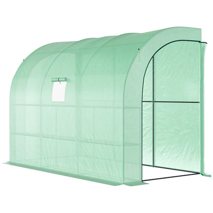 Greenhouse with Shelves Window, Winterproof Steel Poly Film Greenhouse, Wall-Mounted Greenhouse for Balcony, Garden, Tomato House 300x150x213cm Tomato Greenhouse for Vegetables Flowers Plants Green