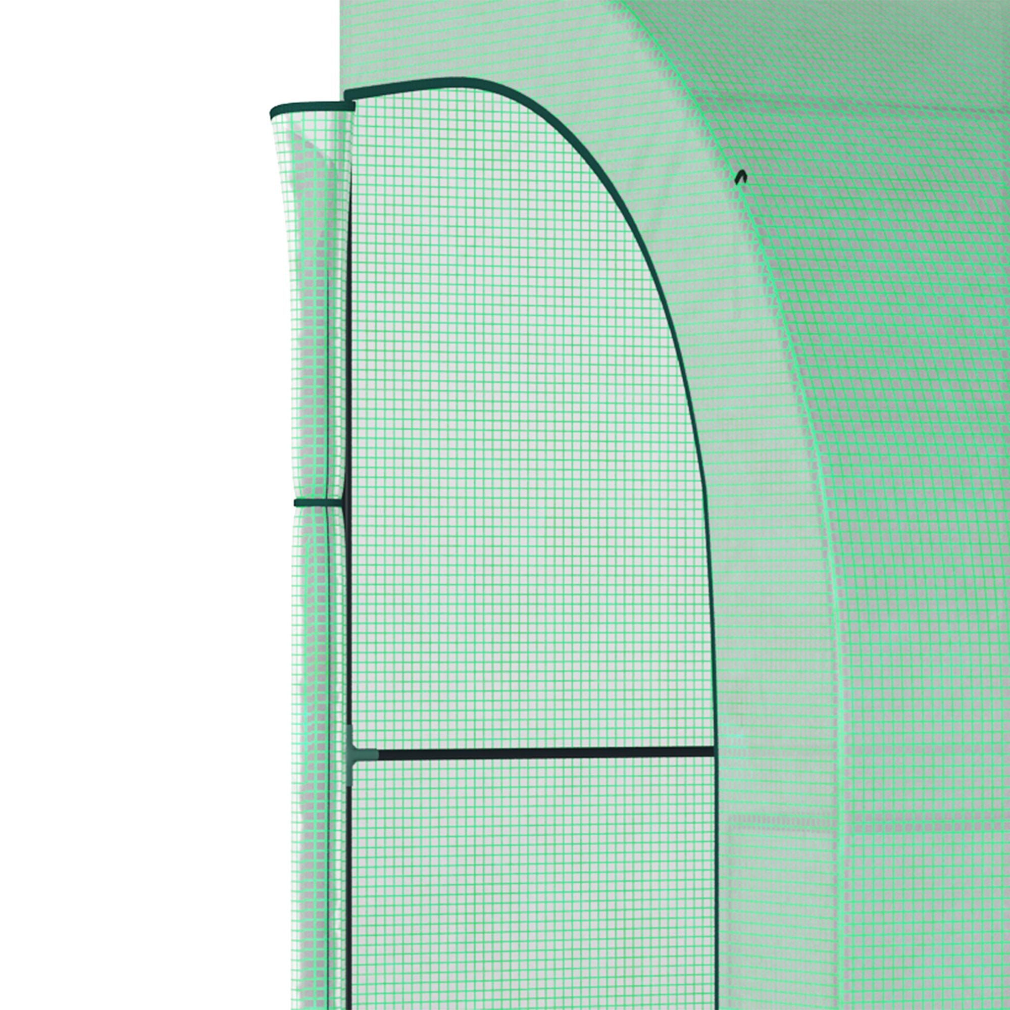 Greenhouse with Shelves Window, Winterproof Steel Poly Film Greenhouse, Wall-Mounted Greenhouse for Balcony, Garden, Tomato House 300x150x213cm Tomato Greenhouse for Vegetables Flowers Plants Green