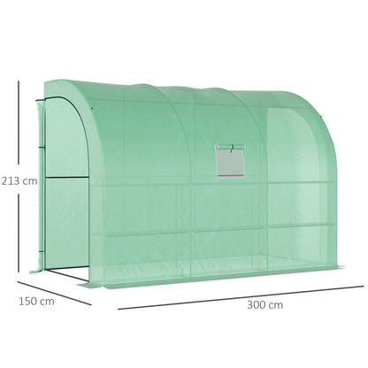 Greenhouse with Shelves Window, Winterproof Steel Poly Film Greenhouse, Wall-Mounted Greenhouse for Balcony, Garden, Tomato House 300x150x213cm Tomato Greenhouse for Vegetables Flowers Plants Green