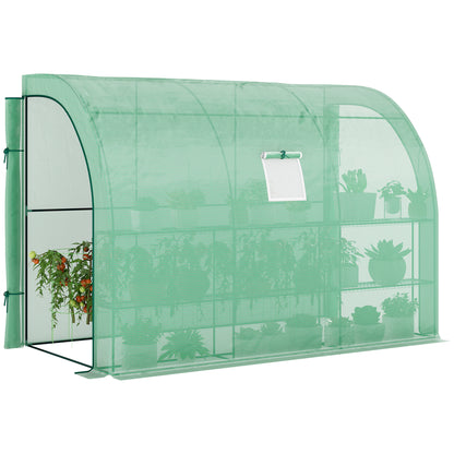 Greenhouse with Shelves Window, Winterproof Steel Poly Film Greenhouse, Wall-Mounted Greenhouse for Balcony, Garden, Tomato House 300x150x213cm Tomato Greenhouse for Vegetables Flowers Plants Green