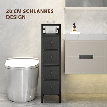 Narrow 4-Drawer Fabric Dresser with Steel Frame – Modern Storage Cabinet for Bedroom & Living Room, Black