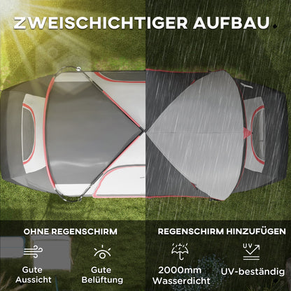 Camping Tent, Tunnel Tent for 6-8 People, with Light Hook, Mesh Windows, 2 Rooms Windproof Family Tent with Carrying Bag, 2000mm Water-Resistant Group Tent for Camping, Garden, Grey