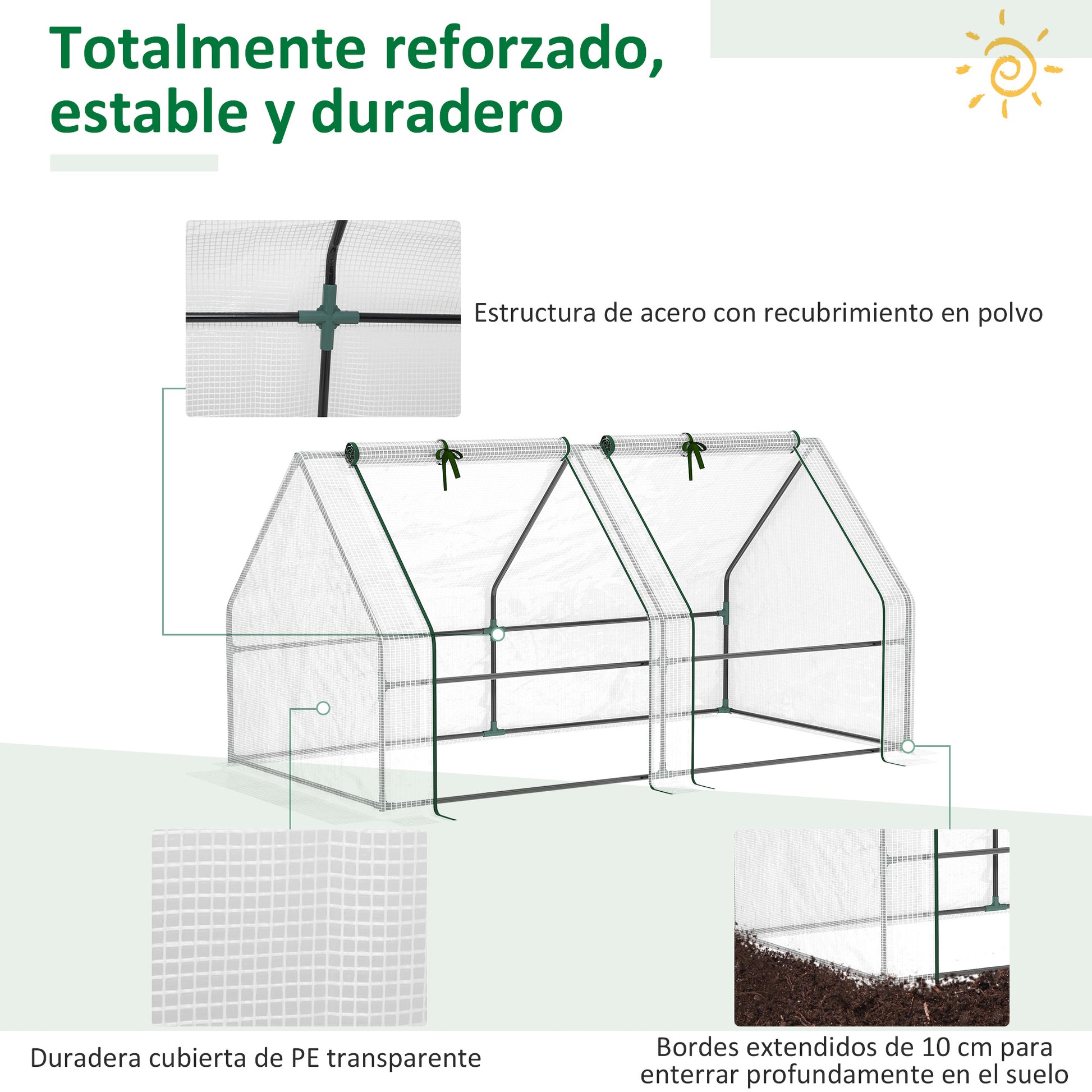 Outdoor Greenhouse Garden Greenhouse 180x90x90 cm Shed Type with 2 Windows Steel Frame Terrace Greenhouse for Growing Plants Flowers Tomatoes White