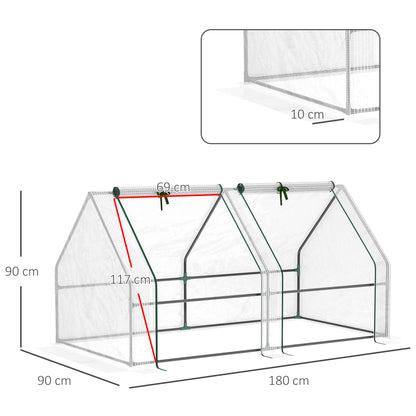 Outdoor Greenhouse Garden Greenhouse 180x90x90 cm Shed Type with 2 Windows Steel Frame Terrace Greenhouse for Growing Plants Flowers Tomatoes White