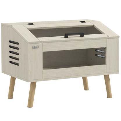 Reptile Terrarium with Side Ventilation, Snake Vivarium 111L with Tempered Glass Windows, Lid, 80 x 50 x 60 cm natural wood