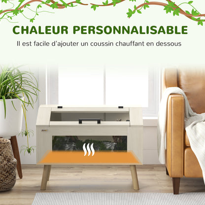 Reptile Terrarium with Side Ventilation, Snake Vivarium 111L with Tempered Glass Windows, Lid, 80 x 50 x 60 cm natural wood