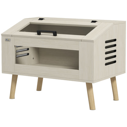 Reptile Terrarium with Side Ventilation, Snake Vivarium 111L with Tempered Glass Windows, Lid, 80 x 50 x 60 cm natural wood