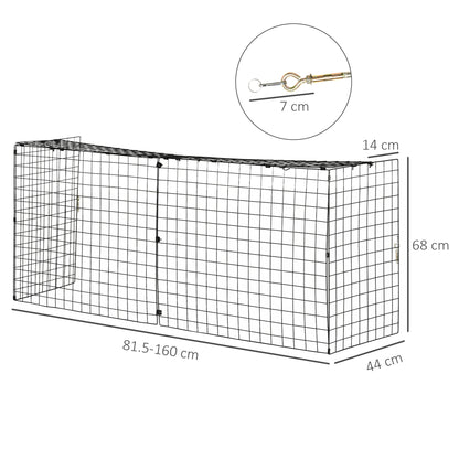 Fireplace Spark Protection Screen with Adjustable Length 81.5-160x44x68 cm Black Metal Wire Fireplace Protector