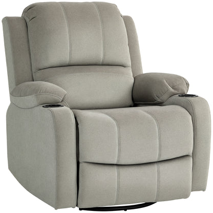 Relax Armchair TV Armchair with Reclining Function, Rocking Function, Swivel TV Armchair with Pocket Spring Core, Footrest, and Cup Holder, for Living Room, Brown