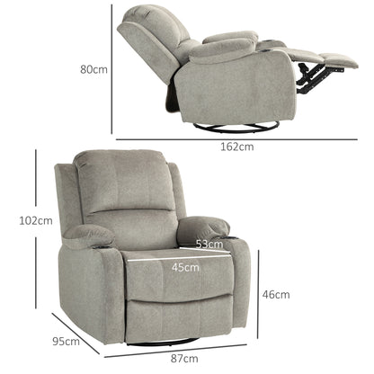 Relax Armchair TV Armchair with Reclining Function, Rocking Function, Swivel TV Armchair with Pocket Spring Core, Footrest, and Cup Holder, for Living Room, Brown