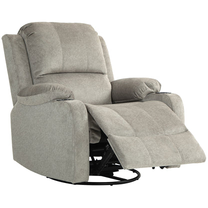 Relax Armchair TV Armchair with Reclining Function, Rocking Function, Swivel TV Armchair with Pocket Spring Core, Footrest, and Cup Holder, for Living Room, Brown