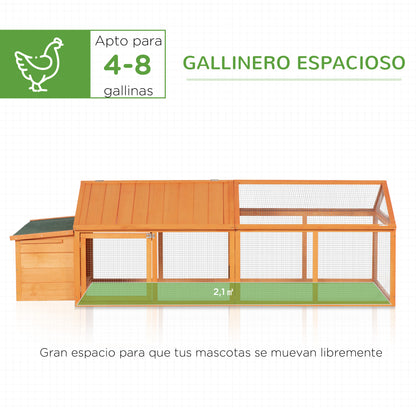Outdoor Chicken Coop 240x112.5x76 cm Wooden Chicken Coop with Flip-Open Roof Enclosure Lockable Doors and Nesting Box for Chickens Rabbits Ducks Natural