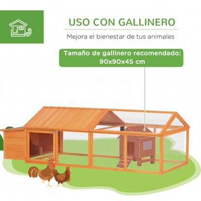 Outdoor Chicken Coop 240x112.5x76 cm Wooden Chicken Coop with Flip-Open Roof Enclosure Lockable Doors and Nesting Box for Chickens Rabbits Ducks Natural
