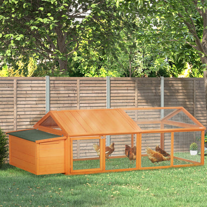 Outdoor Chicken Coop 240x112.5x76 cm Wooden Chicken Coop with Flip-Open Roof Enclosure Lockable Doors and Nesting Box for Chickens Rabbits Ducks Natural