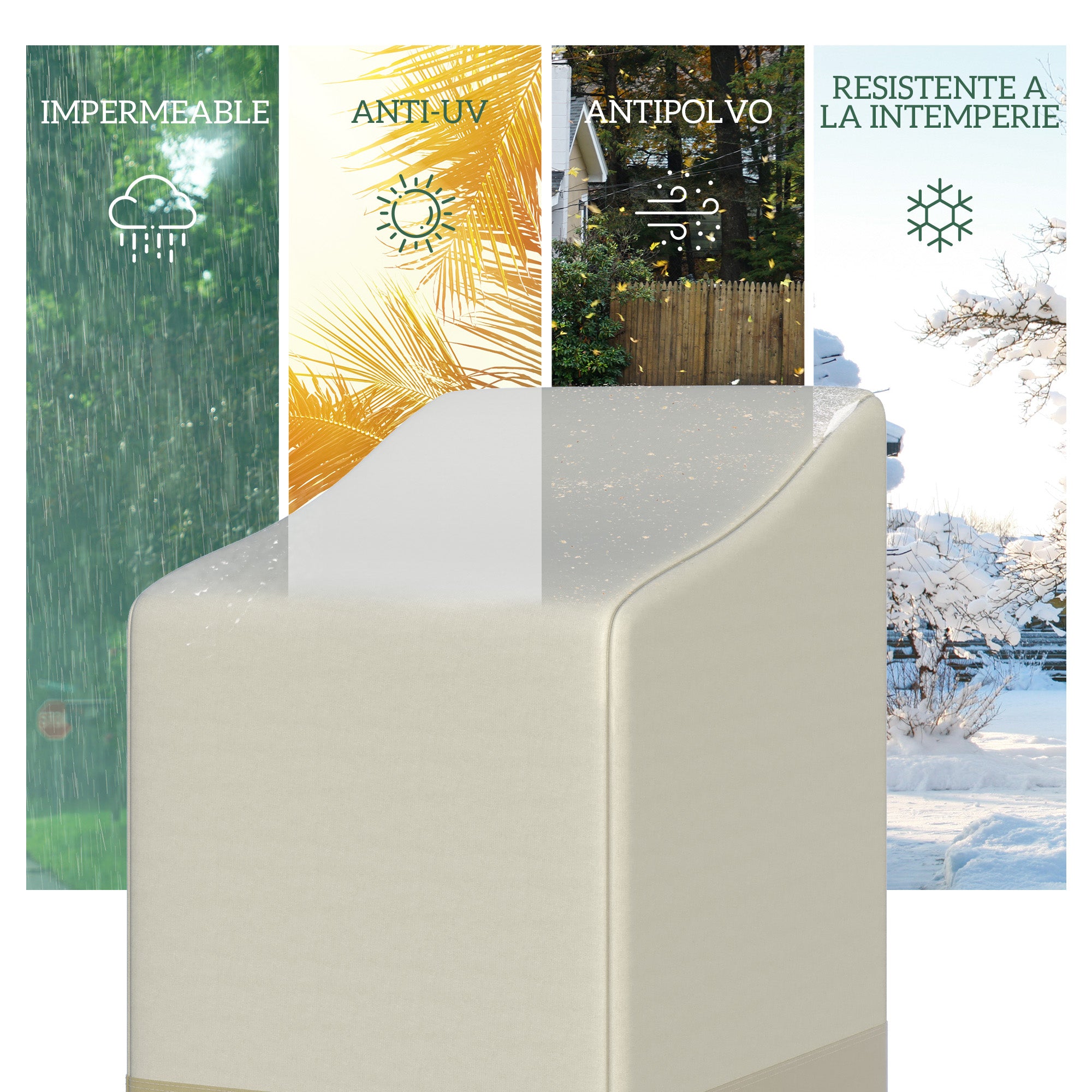 Stackable Chair Cover 90x70x115 cm Waterproof Oxford 600D Garden Furniture Cover Anti-UV Beige and Brown