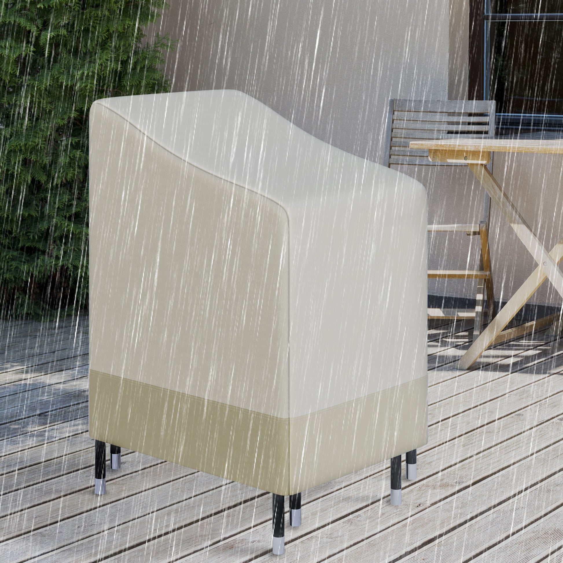 Stackable Chair Cover 90x70x115 cm Waterproof Oxford 600D Garden Furniture Cover Anti-UV Beige and Brown