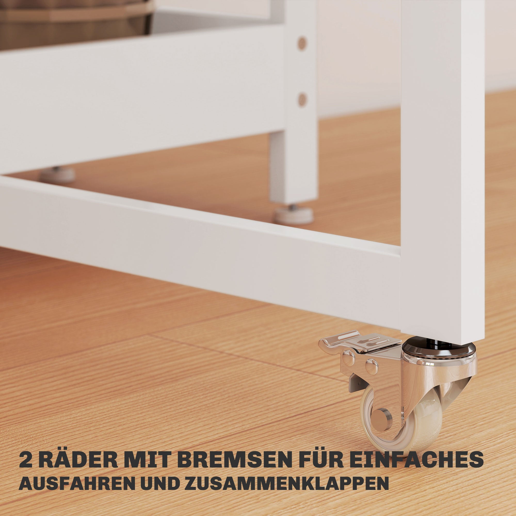 Folding Dining Table Kitchen Table for 2-4 Persons with 2 Open Shelves, Dining Table Folding Table with Wheels for Small Spaces, Dining Room, Kitchen 133.4 x 80 x 75 cm White
