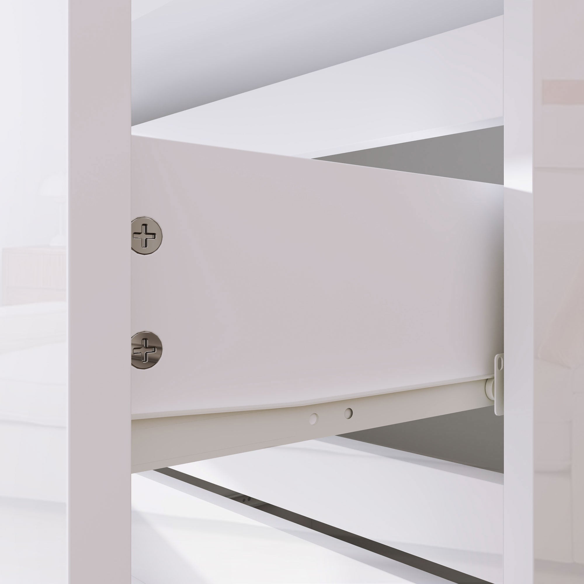 5-Drawer Chest Modern Bedroom Chest of Drawers with Anti-Tip Design Dresser for Living Room Hallway 55x33x100 cm Glossy White
