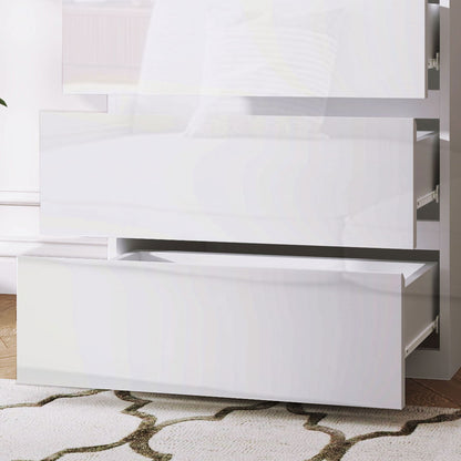 5-Drawer Chest Modern Bedroom Chest of Drawers with Anti-Tip Design Dresser for Living Room Hallway 55x33x100 cm Glossy White