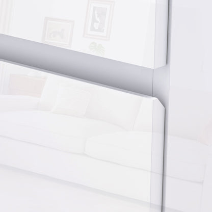 5-Drawer Chest Modern Bedroom Chest of Drawers with Anti-Tip Design Dresser for Living Room Hallway 55x33x100 cm Glossy White