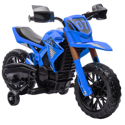 Electric Motorcycle for Kids 3+ Years 12V Battery Powered Motorcycle for Kids with Training Wheels Twist Throttle and Horn Kids Motorcycle Load 30 kg Blue