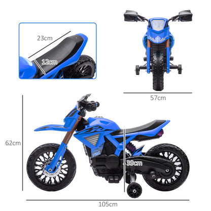 Electric Motorcycle for Kids 3+ Years 12V Battery Powered Motorcycle for Kids with Training Wheels Twist Throttle and Horn Kids Motorcycle Load 30 kg Blue