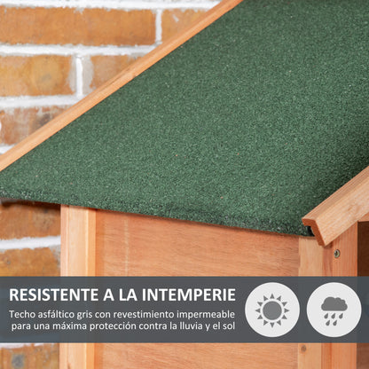 Bird Cage Aviary Wooden Birdhouse with 3 Doors 4 Perches Removable Tray and Asphalt Roof 80.5x57x153 cm Natural