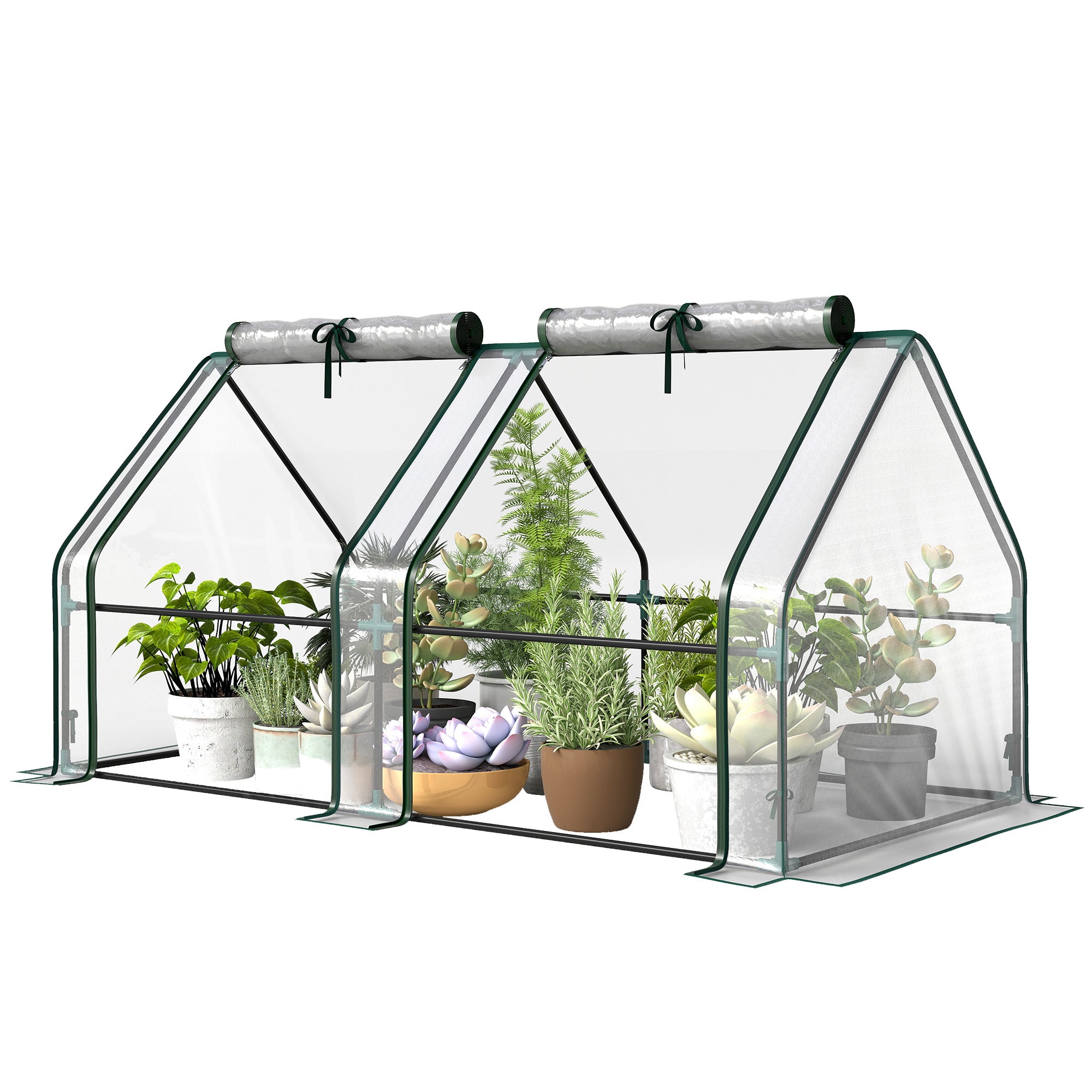 Clear Portable Greenhouse with Zippered Window — Powder-Coated Steel Frame, 180 x 90 x 90 cm (71 x 35 x 35 in)