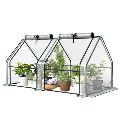 Clear Portable Greenhouse with Zippered Window — Powder-Coated Steel Frame, 180 x 90 x 90 cm (71 x 35 x 35 in)