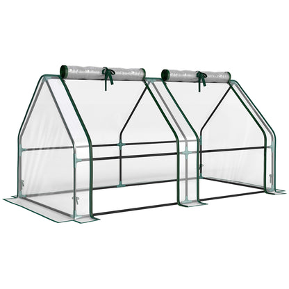Clear Portable Greenhouse with Zippered Window — Powder-Coated Steel Frame, 180 x 90 x 90 cm (71 x 35 x 35 in)