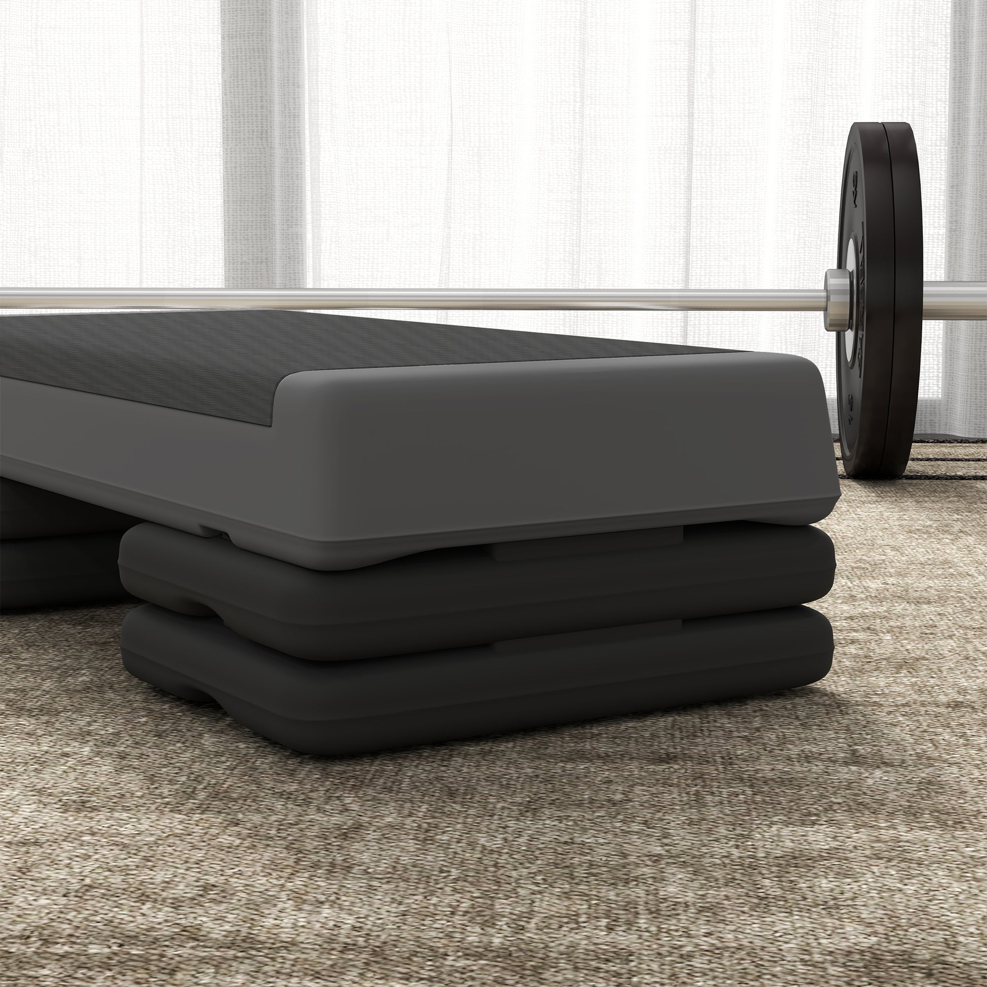 SPORTNOW Aerobic Stepper, 10.5/15.5/20.5cm Adjustable Step Board, Non-Slip, for Home, Fitness Studio, Office, Plastic, Gray