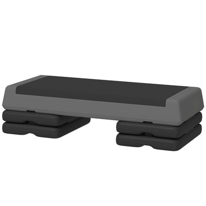 SPORTNOW Aerobic Stepper, 10.5/15.5/20.5cm Adjustable Step Board, Non-Slip, for Home, Fitness Studio, Office, Plastic, Gray