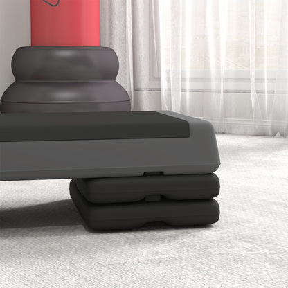 SPORTNOW Aerobic Stepper, 10.5/15.5/20.5cm Adjustable Step Board, Non-Slip, for Home, Fitness Studio, Office, Plastic, Gray