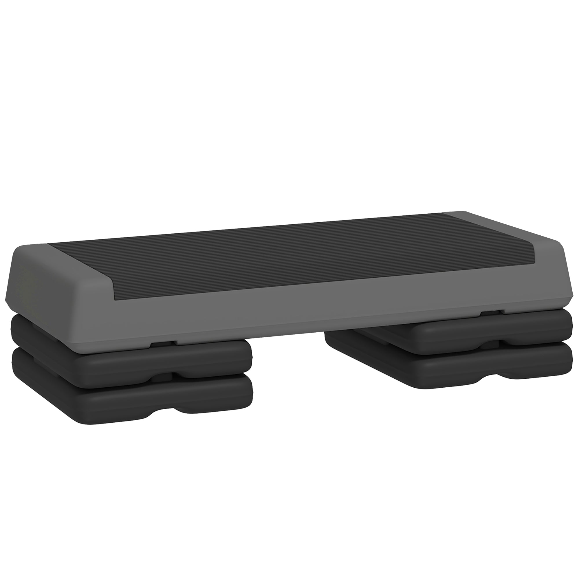SPORTNOW Aerobic Stepper, 10.5/15.5/20.5cm Adjustable Step Board, Non-Slip, for Home, Fitness Studio, Office, Plastic, Gray